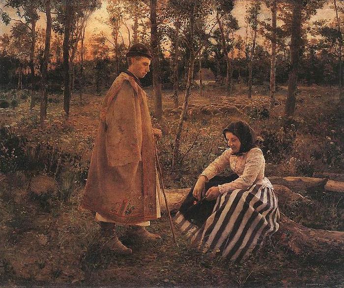 Bela Ivanyi-Grunwald Shepherd and Peasant Woman oil painting image